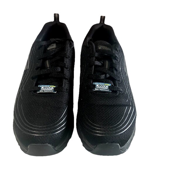 Skechers Work Slip Resistant Womens 8.5 Wide Max Cushioning Shoes Black 108016W - Picture 4 of 10